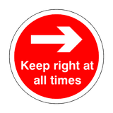 Keep Right At All Times Floor Sticker - Red - PVC Safety Signs