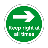 Keep Right At All Times Floor Sticker - Green - PVC Safety Signs