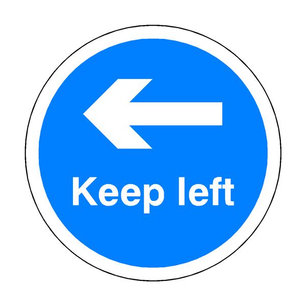 Keep Left Floor Sticker - Blue - PVC Safety Signs