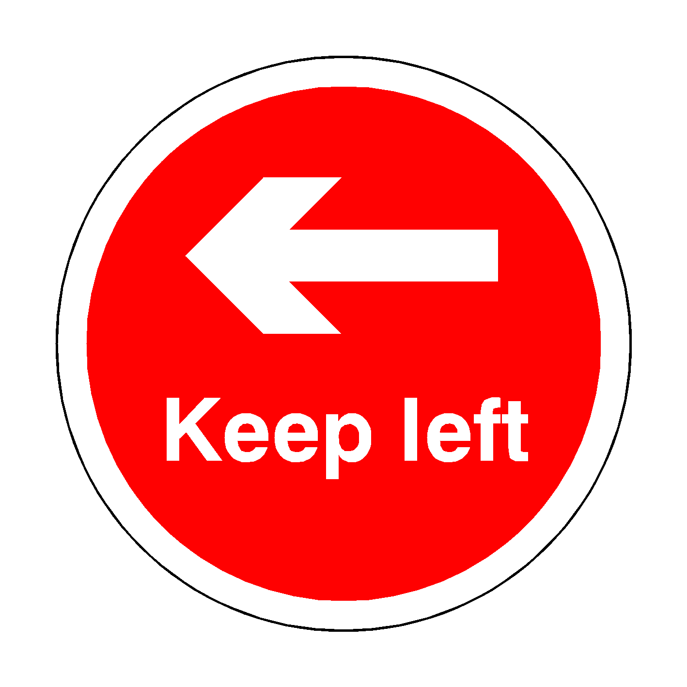 Keep Left Floor Sticker - Red | PVC Safety Signs