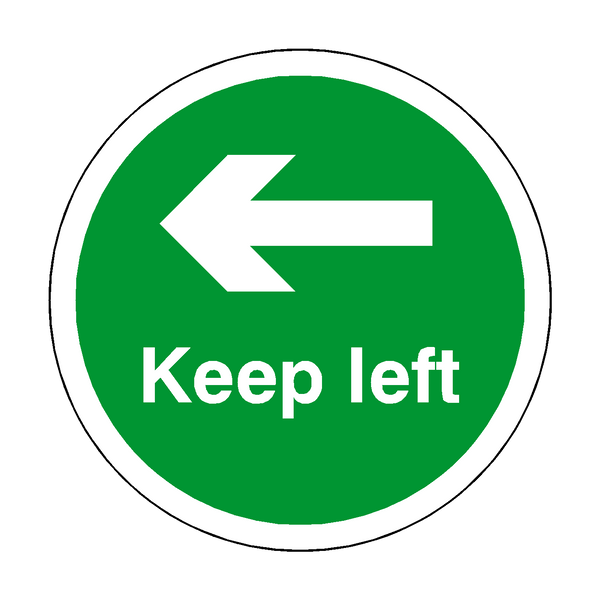 Keep Left Floor Sticker - Green - PVC Safety Signs