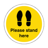 Please Stand Here Floor Sticker - Yellow - PVC Safety Signs