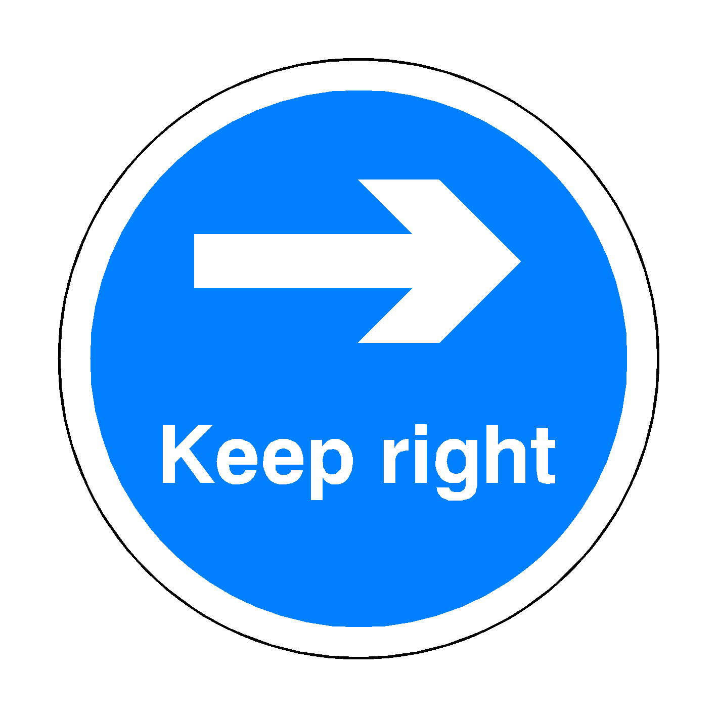 Keep Right Floor Sticker - Blue | PVC Safety Signs
