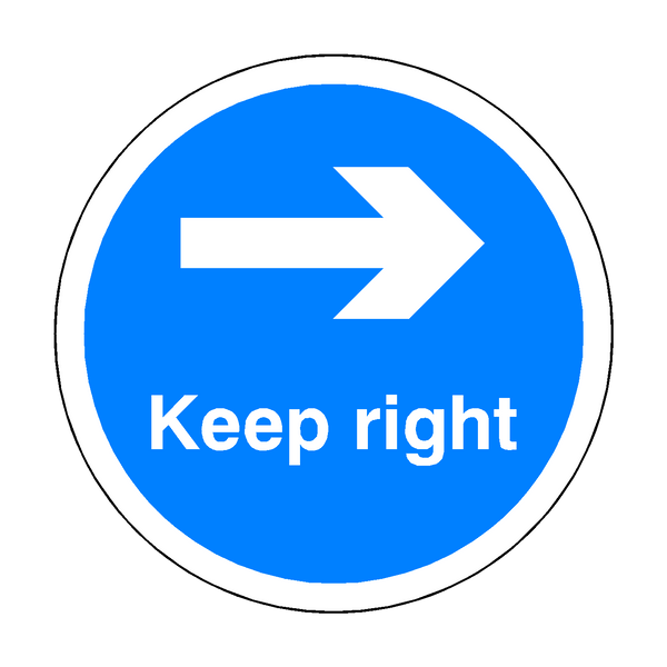 Keep Right Floor Sticker - Blue - PVC Safety Signs