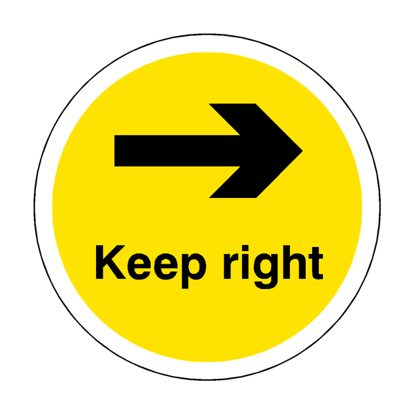 Keep Right Floor Sticker - Yellow - PVC Safety Signs