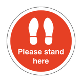 Please Stand Here Floor Sticker - Red - PVC Safety Signs