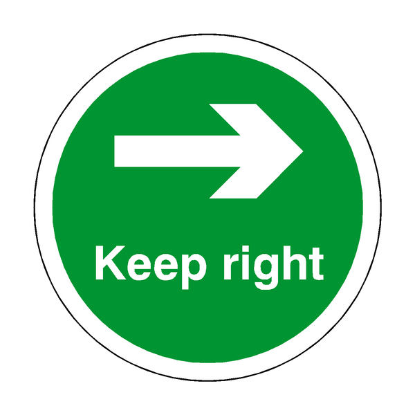 Keep Right Floor Sticker - Green - PVC Safety Signs