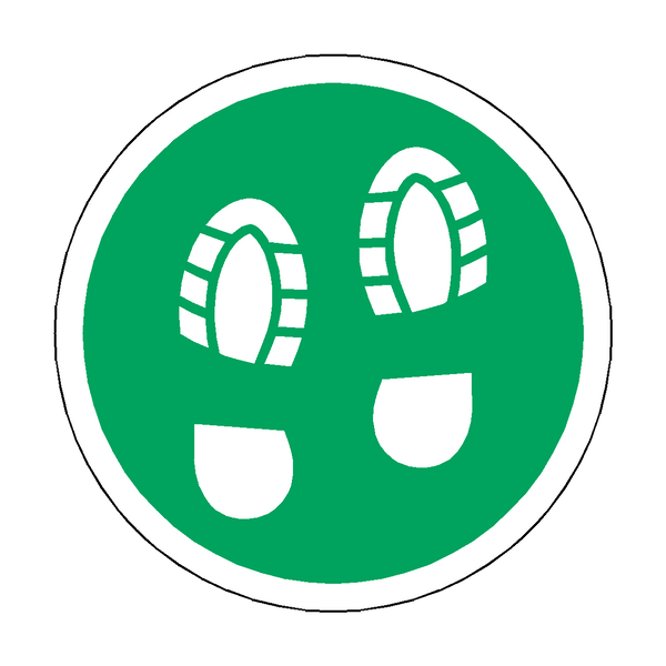 Social Distance Foot Print Floor Sticker - Green - PVC Safety Signs