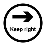 Keep Right Floor Sticker - Black - PVC Safety Signs