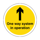 One Way System In Operation Floor Sticker - Yellow - PVC Safety Signs