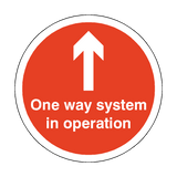 One Way System In Operation Floor Sticker - Red - PVC Safety Signs