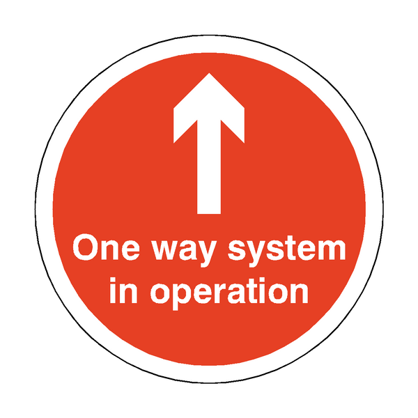 One Way System In Operation Floor Sticker - Red - PVC Safety Signs