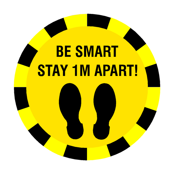 Stay 1 Metre Apart Floor Sticker - Yellow - PVC Safety Signs