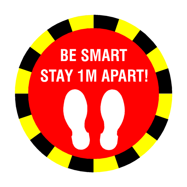 Stay 1 Metre Apart Floor Sticker - Red - PVC Safety Signs