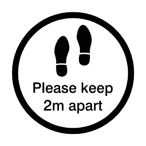 Please Keep 2M Apart Floor Sticker - Black - PVC Safety Signs