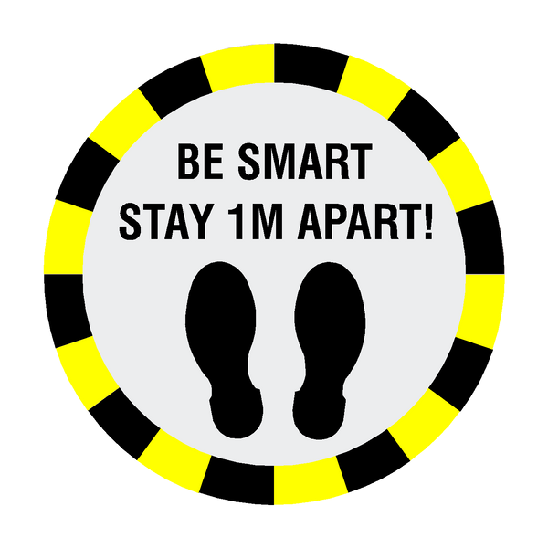 Stay 1 Metre Apart Floor Sticker - Black - PVC Safety Signs