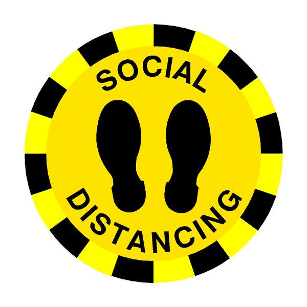 Social Distancing Floor Sticker - Yellow - PVC Safety Signs