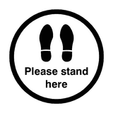 Please Stand Here Floor Sticker - Black - PVC Safety Signs