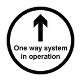 One Way System In Operation Floor Sticker - Black - PVC Safety Signs