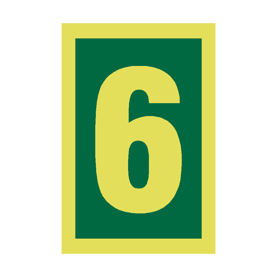 IMO Number 6 Sign Photoluminescent | PVC Safety Signs