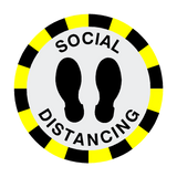 Social Distancing Floor Sticker - Black - PVC Safety Signs