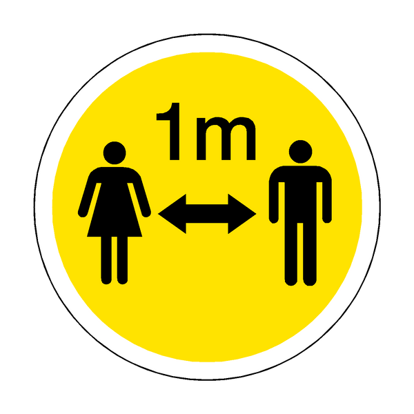 1 Metre Gap Floor Sticker - Yellow - PVC Safety Signs