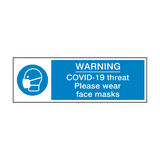 COVID-19 Threat - Please Wear Face Mask Safety Sign - PVC Safety Signs
