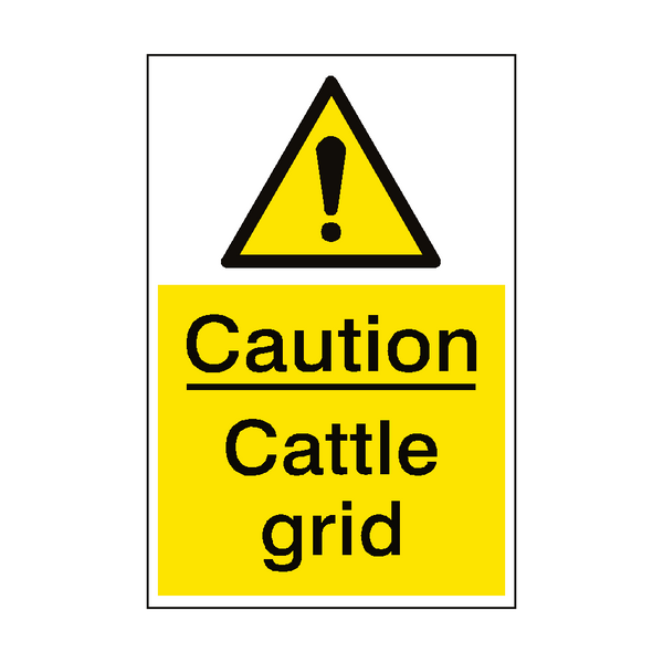 Caution Cattle Grid Sign Portrait - PVC Safety Signs
