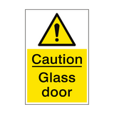 Caution Glass Door Sign Portrait - PVC Safety Signs