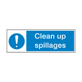 Clean Up Spillages Hygiene Sign - PVC Safety Signs