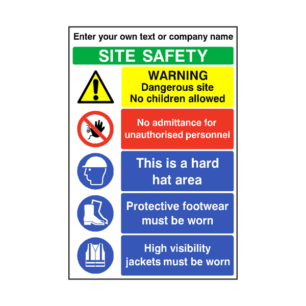 Construction Site Safety Custom Sign - PVC Safety Signs