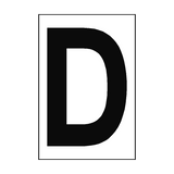 Letter D White Sign - PVC Safety Signs