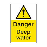 Danger Deep Water Sign Portrait - PVC Safety Signs