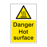 Danger Hot Surface Sign Portrait - PVC Safety Signs