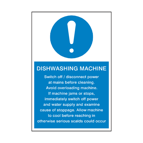Dishwashing Machine Instructions Sign - PVC Safety Signs