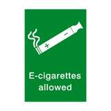 E-Cigarettes Allowed Sign - PVC Safety Signs