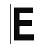 Letter E White Sign - PVC Safety Signs