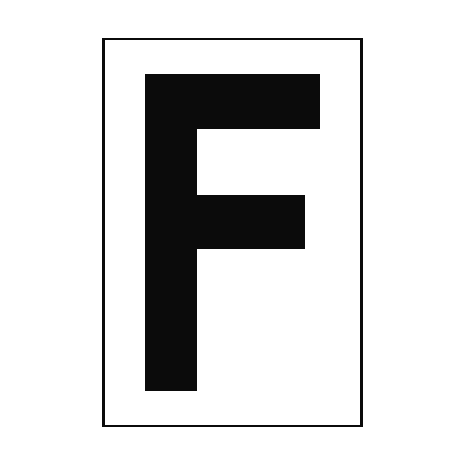 Letter F White Sign | PVC Safety Signs