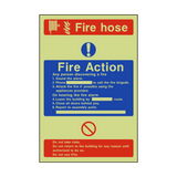 Fire Action Fire Hose Photoluminescent Sign - PVC Safety Signs
