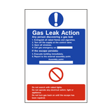 Fire Action Gas Leak Sign - PVC Safety Signs