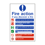 Fire Action Lift & Automatic Alarm Sign - PVC Safety Signs