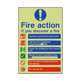 Fire Action Lift & Telephone Photoluminescent Sign - PVC Safety Signs