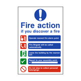 Fire Action Non-Lift Automatic Alarm Sign - PVC Safety Signs