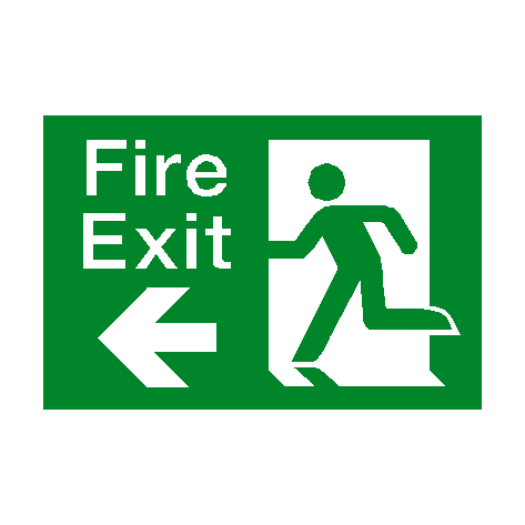 Fire Exit Left Arrow Sign - PVC Safety Signs