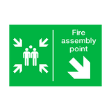 Fire Assembly Point Arrow Right Down Sign - PVC Safety Signs