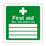 First Aid Personnel Sign - PVC Safety Signs