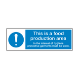 Food Production Area Hygiene Sign - PVC Safety Signs
