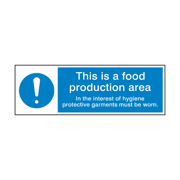 Food Production Area Hygiene Sign - PVC Safety Signs