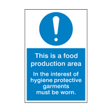 Food Production Area Sign - PVC Safety Signs