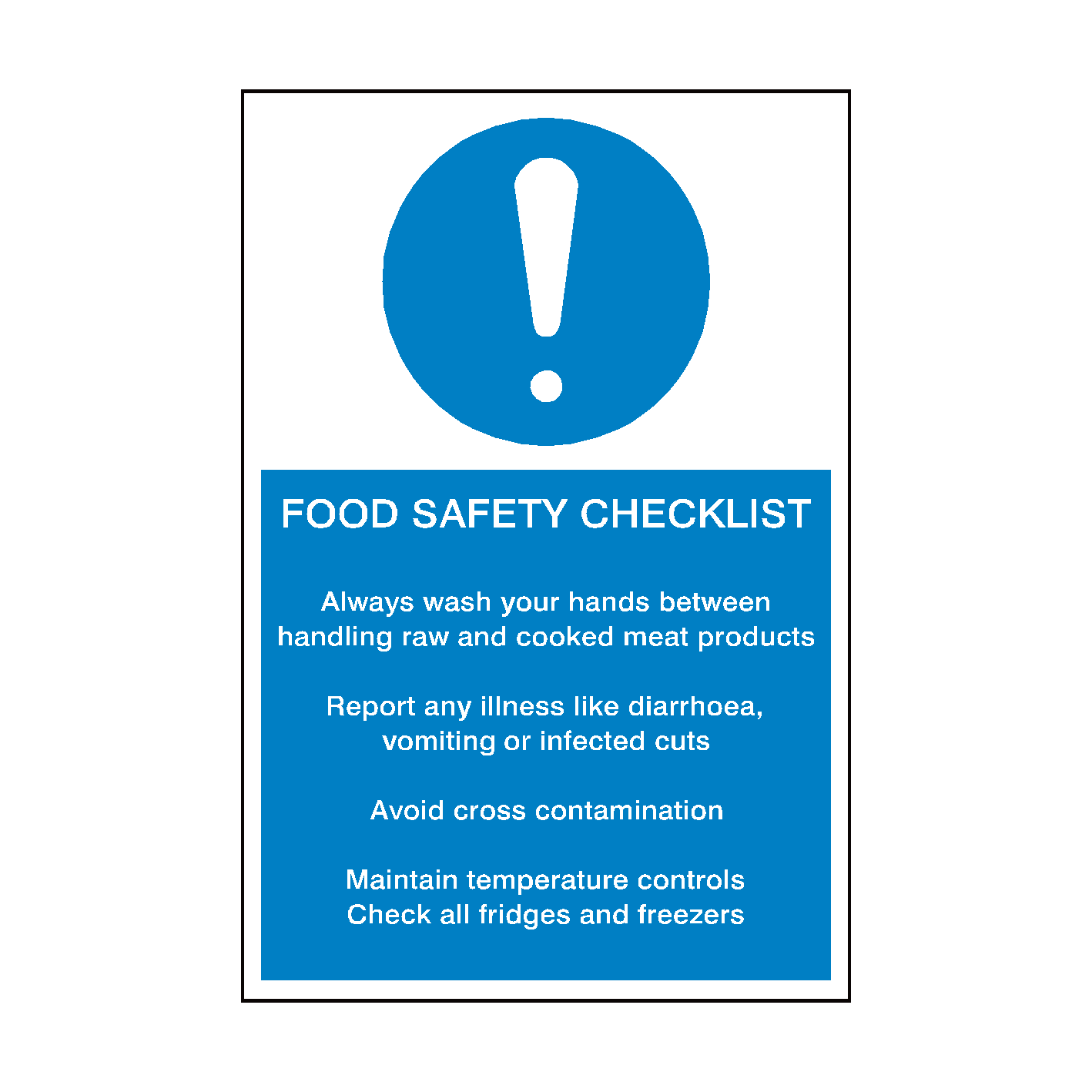 Food Safety First Sign Food Safety Checklist Sign | PVC Safety Signs